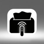 jimeng 2025 09 04 1097 一个轻拟物图标。黑色长方形的遥控器发出一道信号波纹，传向远方（代表遥控操作）。背