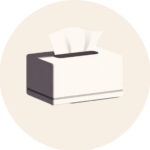 Tissue Box Speech Privacy Protector jimeng 2025 09 04 4627 一个轻拟物风格的图标。一个简单的纸巾盒立在一条水平线上。盒子的下方有一个清晰、平